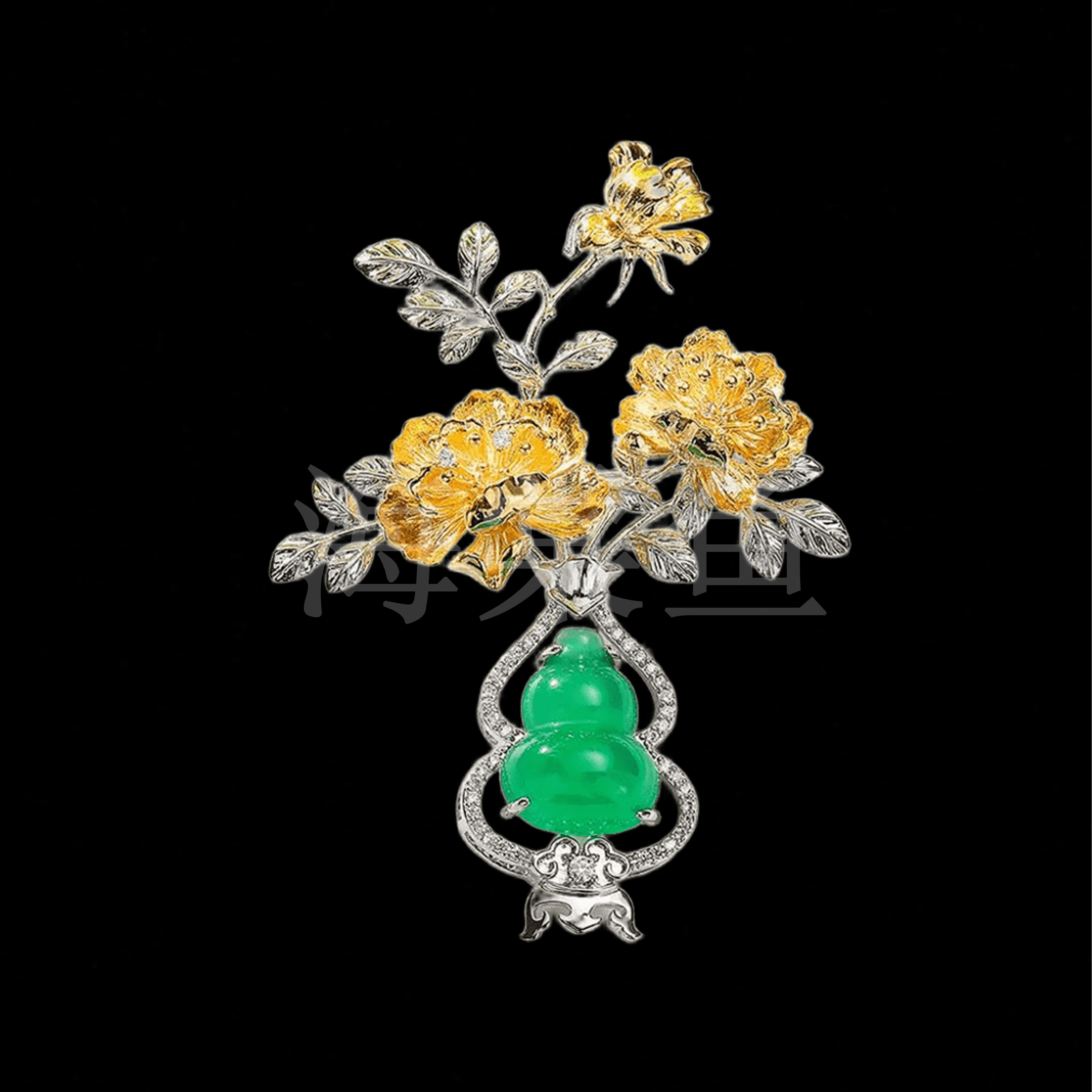 铜合金合成锆石胸针 优雅气质百搭葫芦花瓶胸针6462