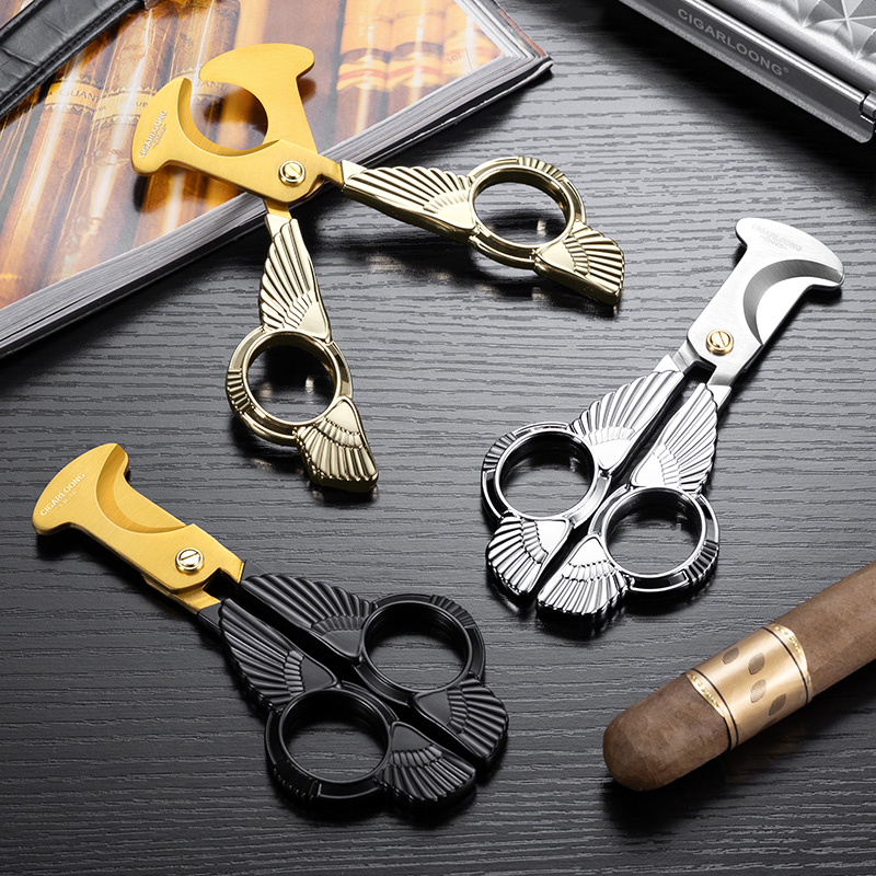 茄龙雪茄剪大口径不锈钢双刃手柄式带皮套便携雪茄剪CL-J80