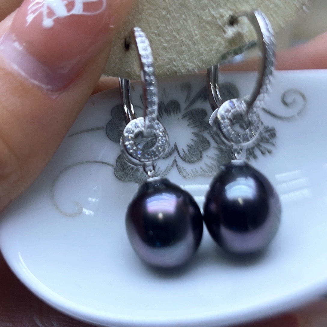 海水珍珠耳饰银S925镶嵌