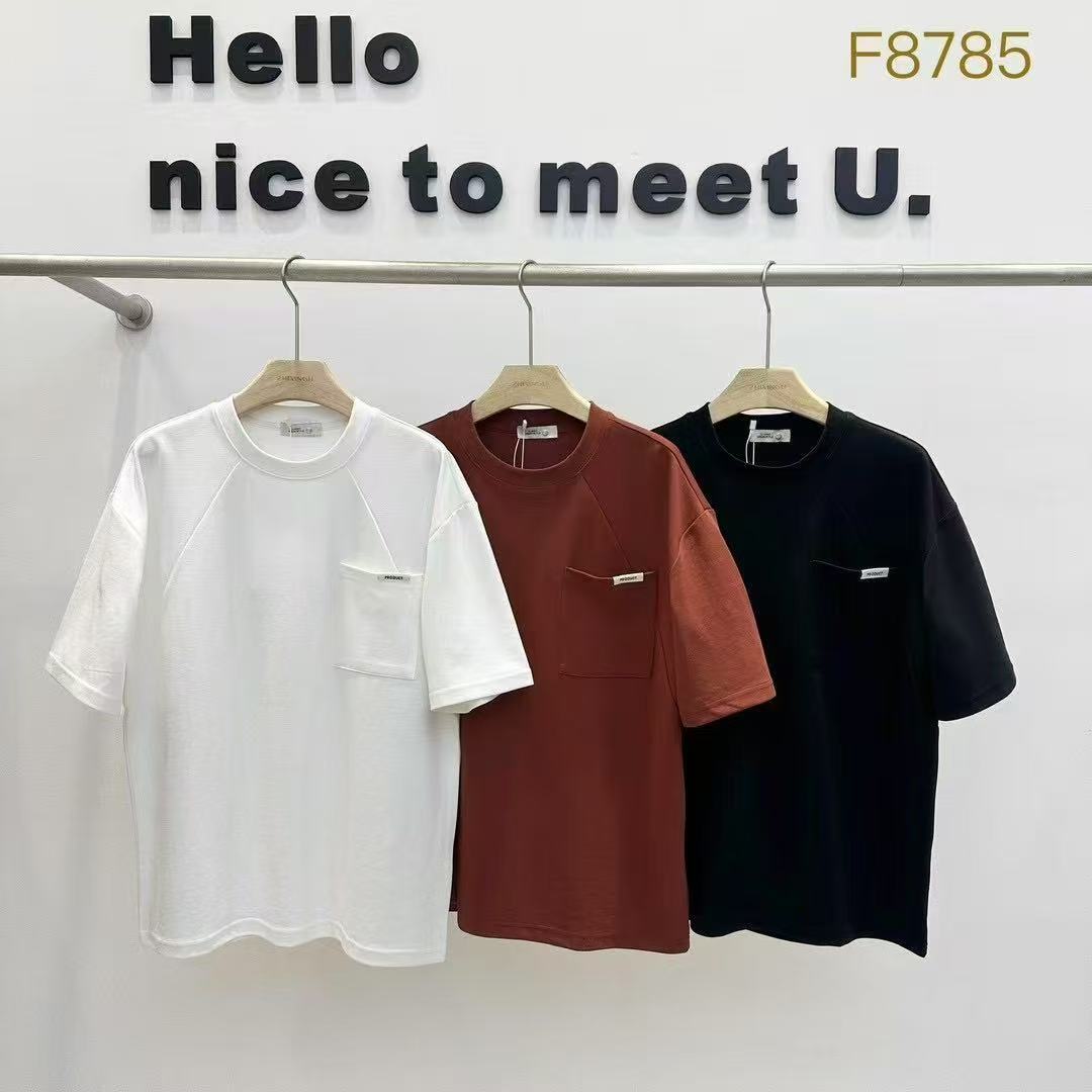 【代莹优选】8785口袋款白色短袖T恤男士打底衫夏季宽松半袖体恤