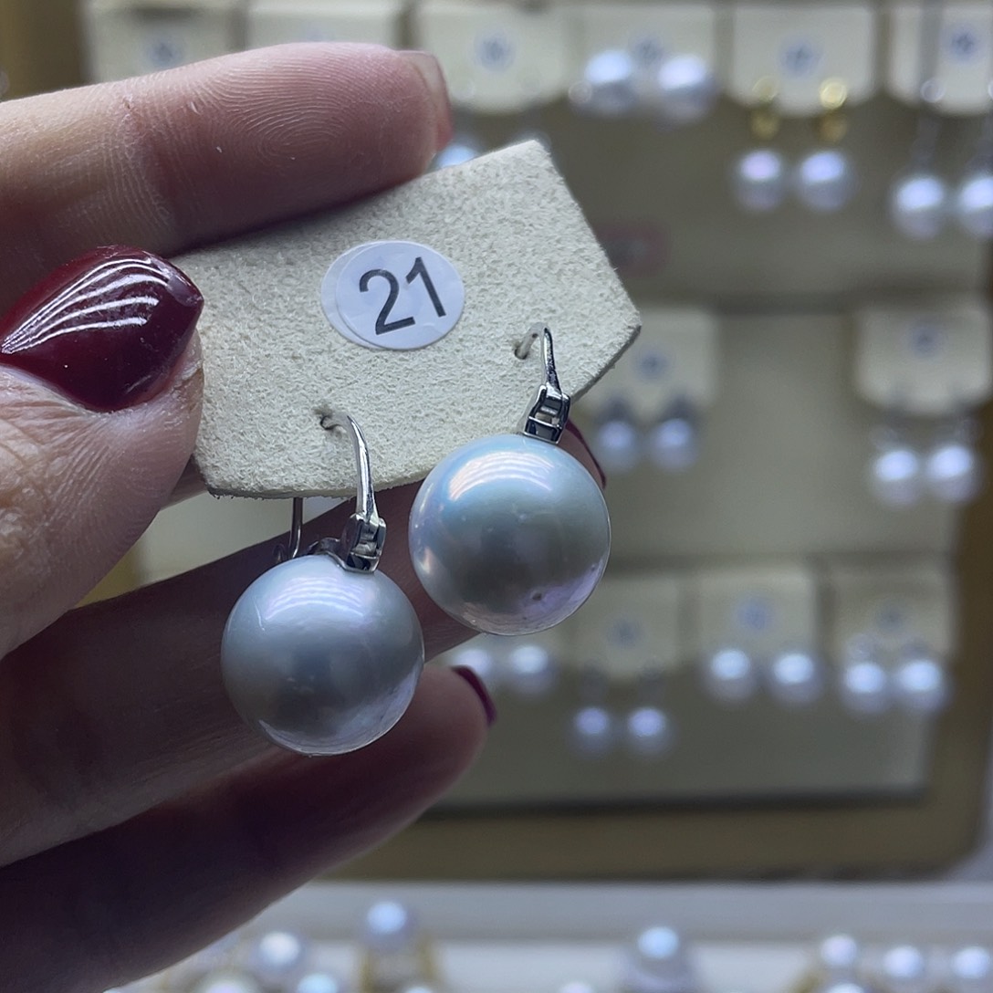 淡水珍珠耳饰银S925镶嵌