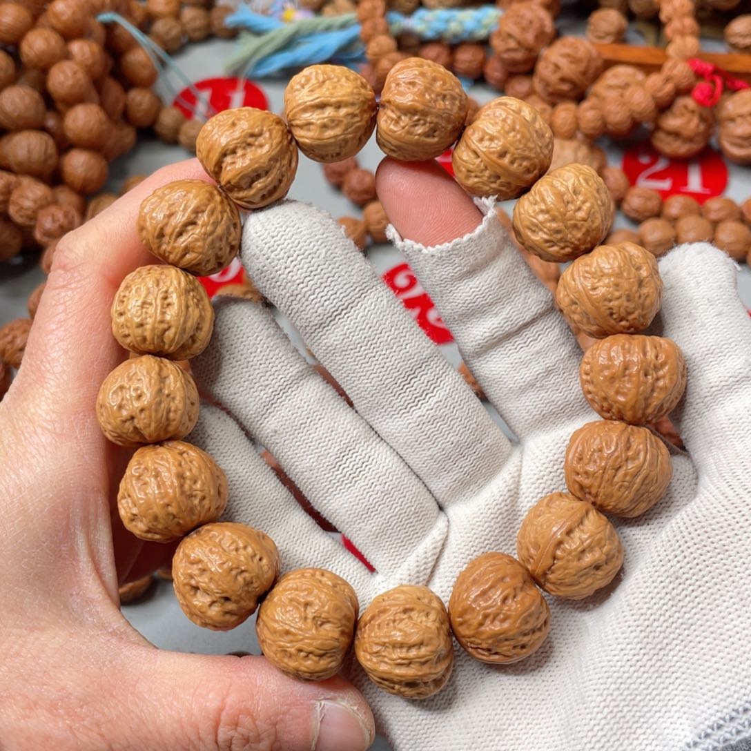 文玩核桃手串粗筋矮桩小八棱19mm
