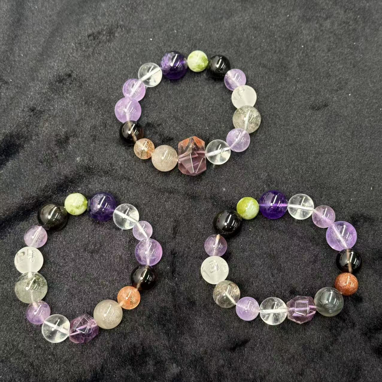 s1118-国风设计款多宝水晶DIY黑曜石手串-多样性只发一件