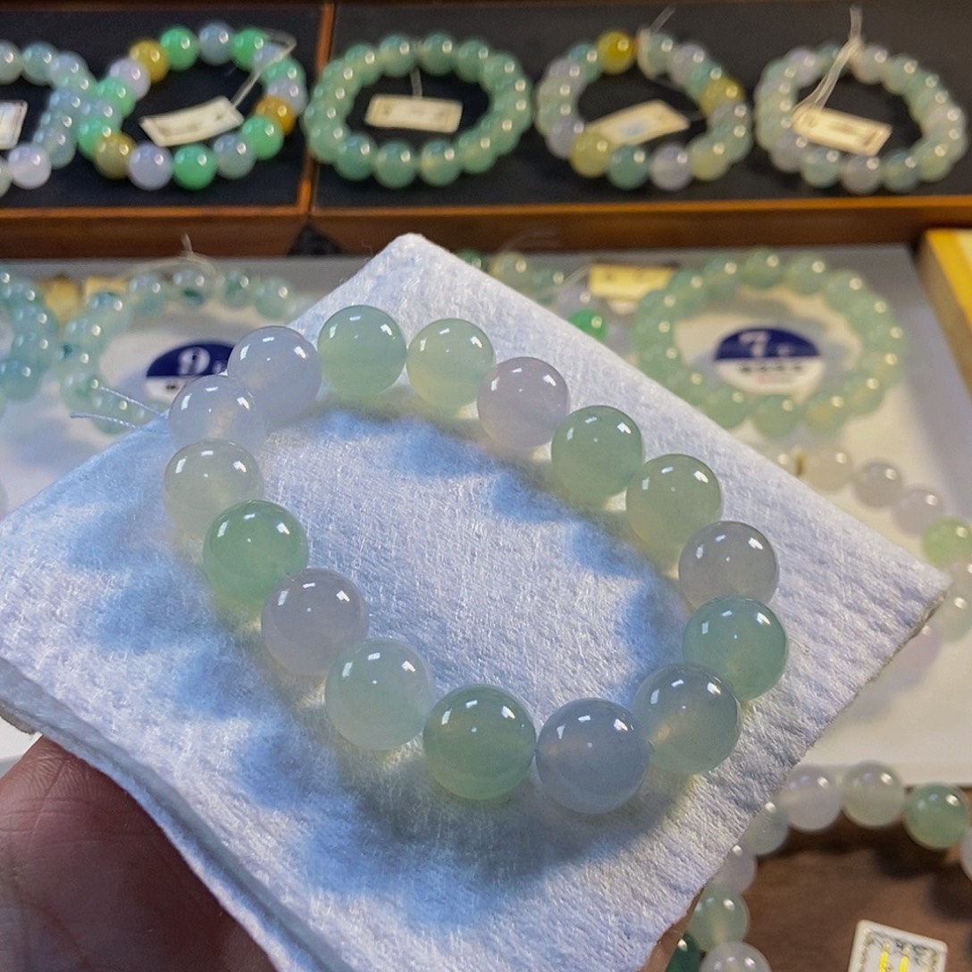 定制翡翠未镶嵌翡翠手串卡12.6