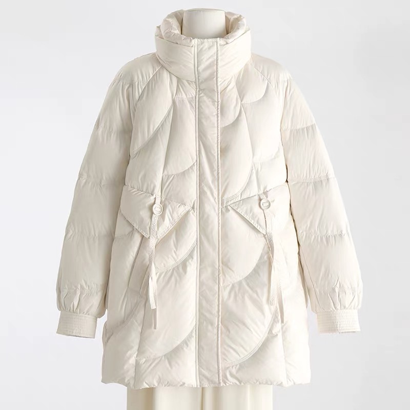 【Real&CTC】2025新款简约中长款立领显瘦时尚保暖外套女百搭纯色
