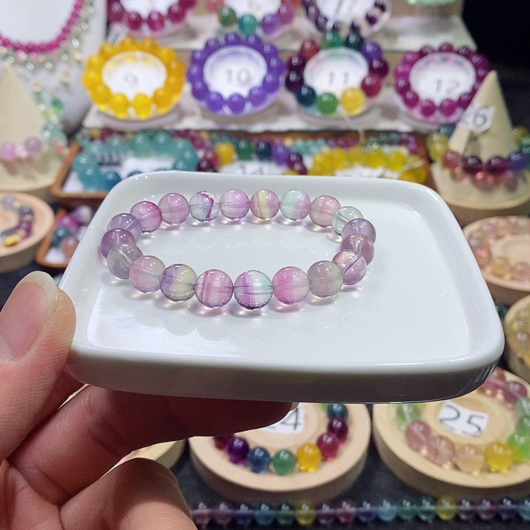 萤石手链未镶嵌西瓜独角兽9mm