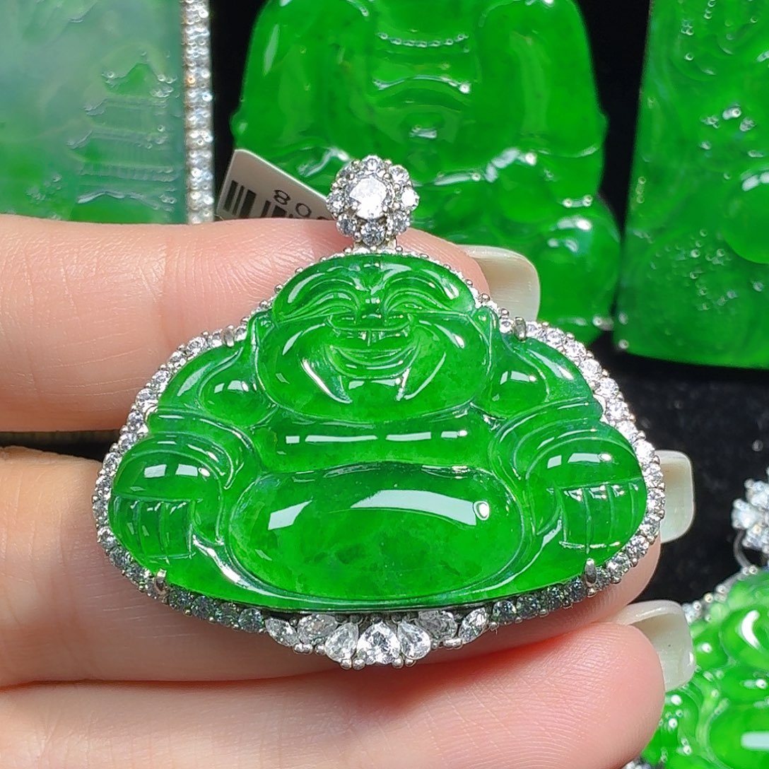 翡翠银S925镶嵌颈饰天然A货翡翠