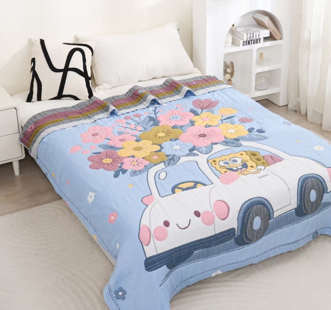 汽车宝贝 150*200泡芙被多层柔软亲肤透气双面夏被