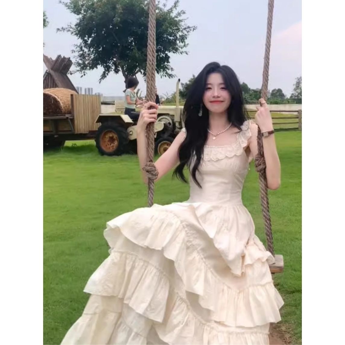 法式甜美连衣裙女夏季设计感小众温柔风公主蛋糕裙收腰蓬蓬长裙子