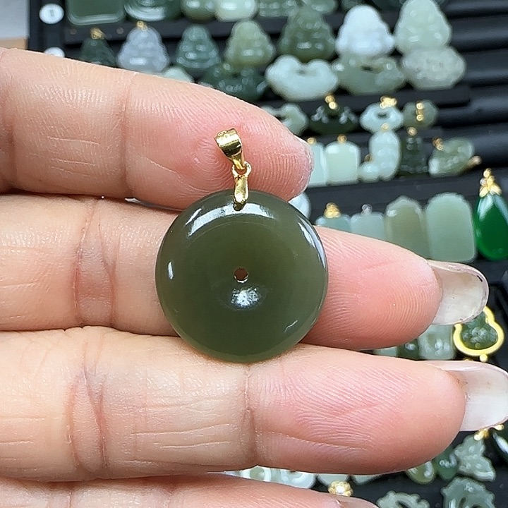 和田玉吊坠(不含链)银S925镶嵌