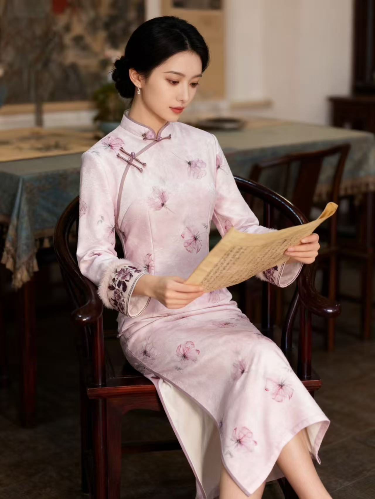 【蝶恋花】上上签 冬季新款新中式修身旗袍日常复古优雅中国风加厚