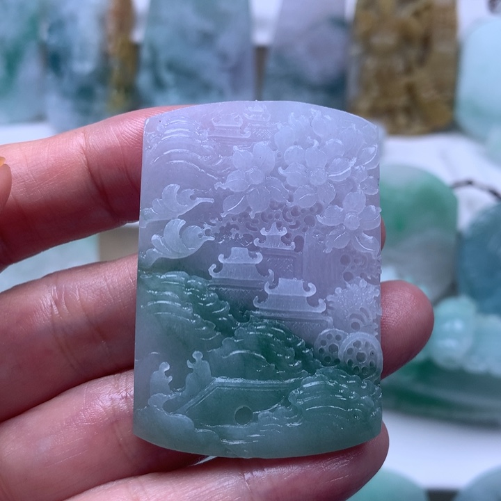定制翡翠未镶嵌挂件山水挂件