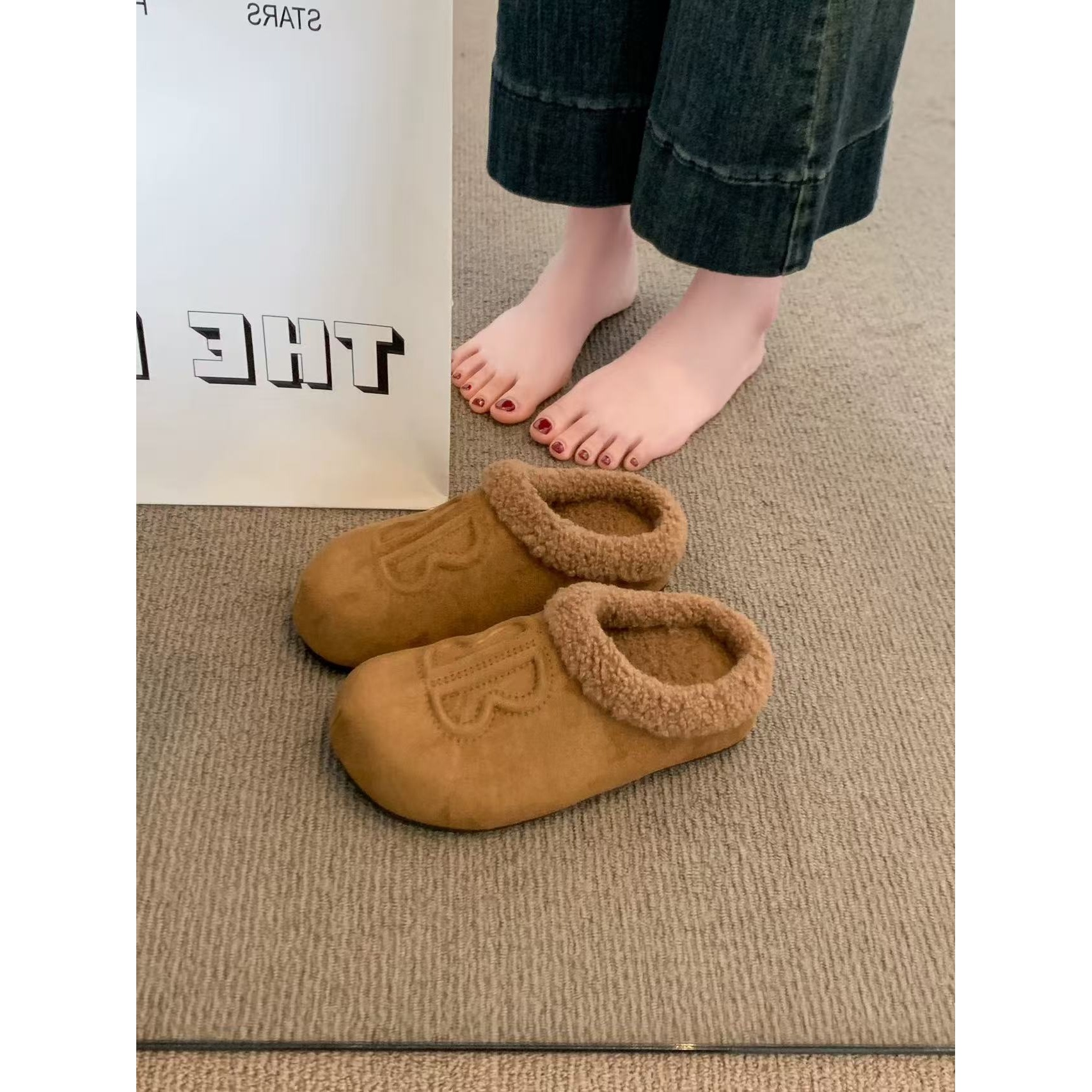 秋冬休闲款法式拖鞋女新款配裙子包头拖鞋505