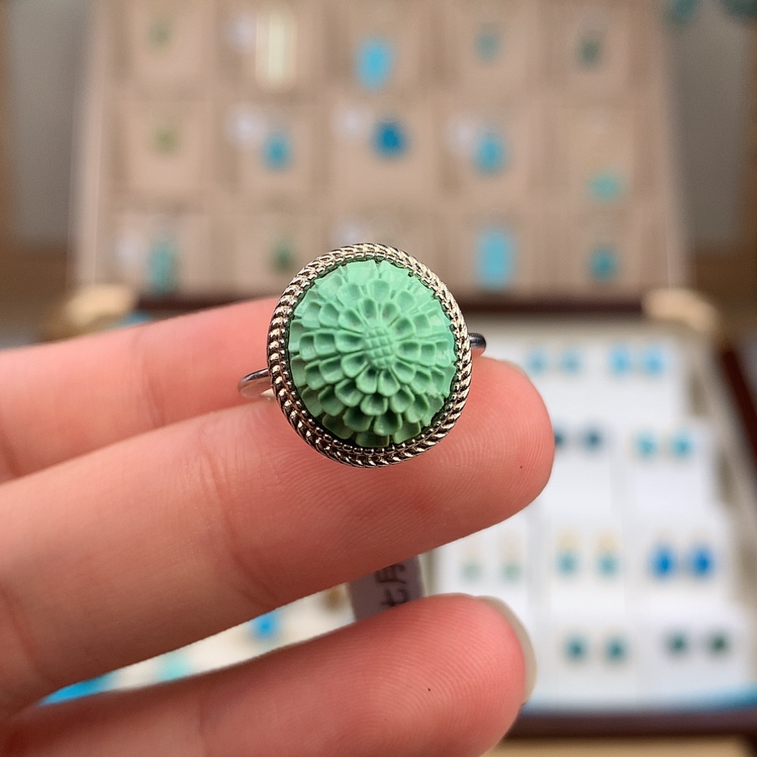 绿松石银S925镶嵌戒指