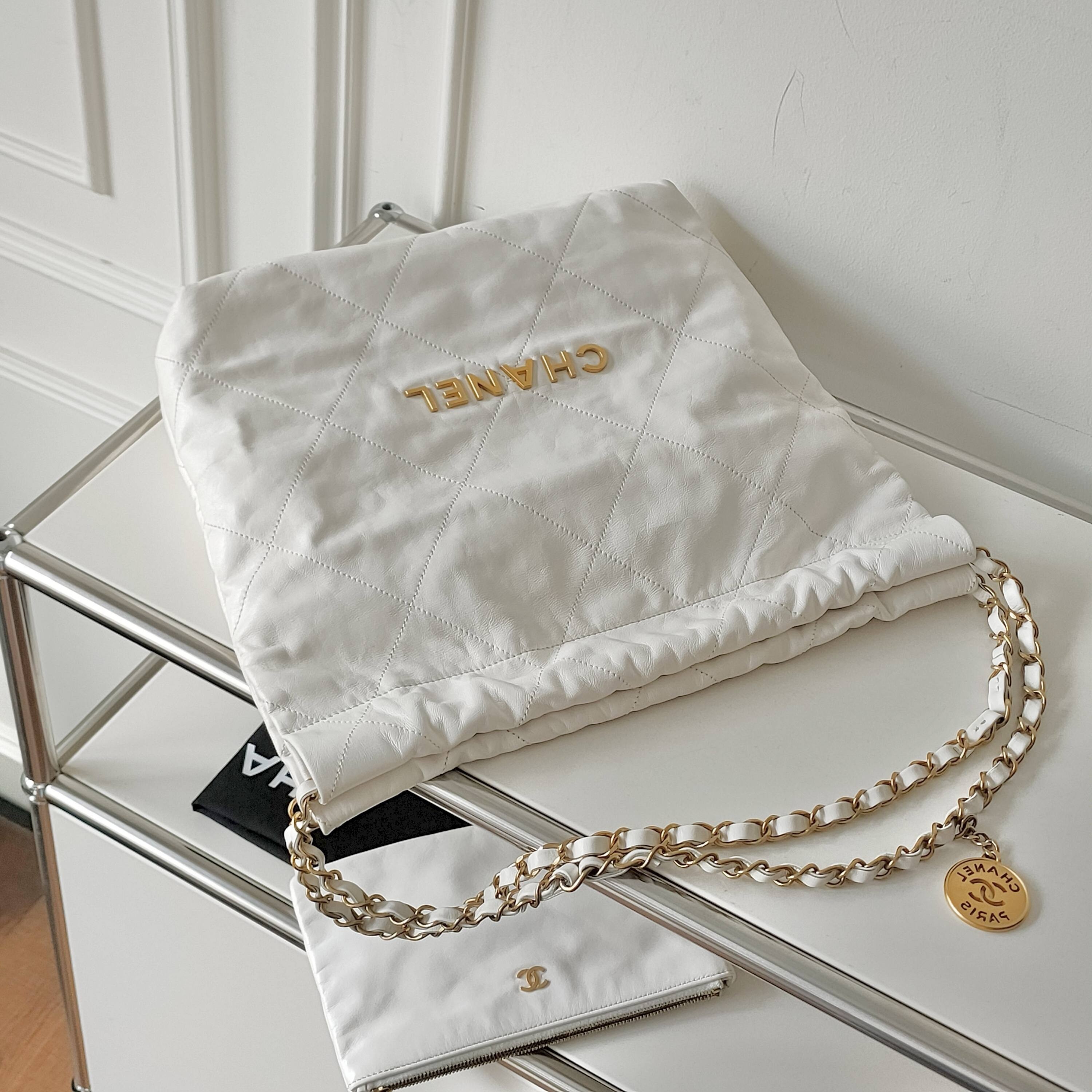 95新 Chanel/香奈儿 Azul- 23P白金牛皮22bag小号单肩包/40792