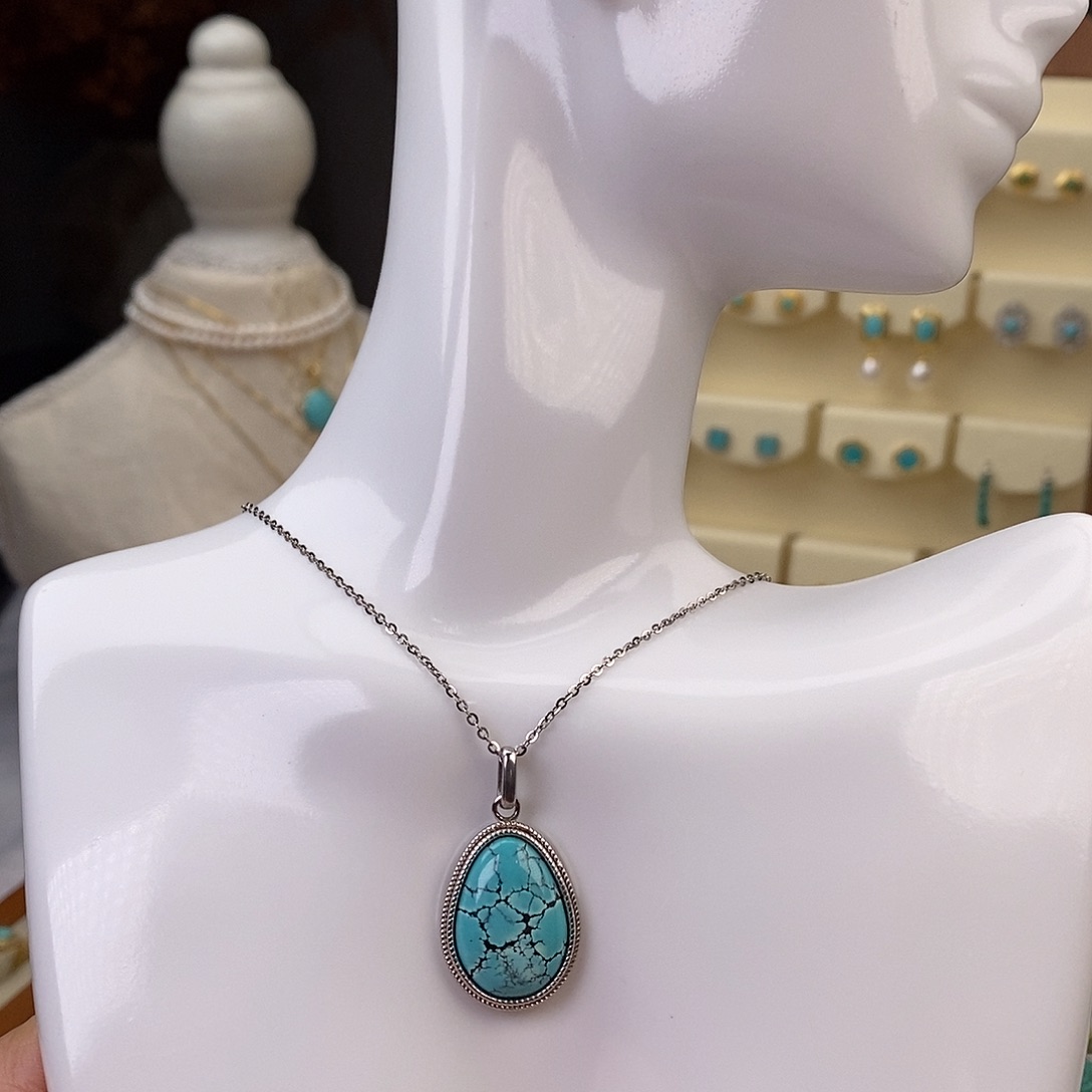 绿松石颈饰银S925镶嵌