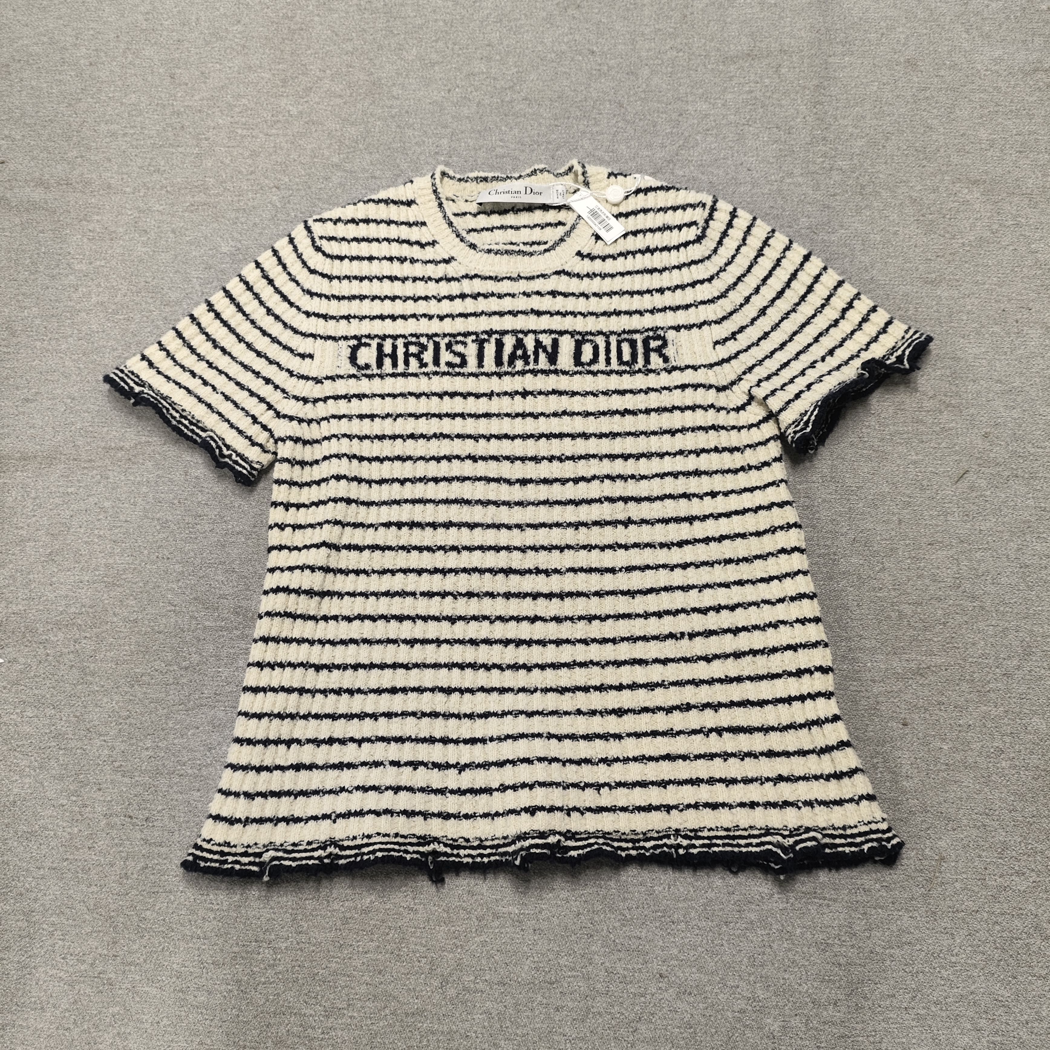 95新 DIOR/迪奥 麦殿/针织条纹花边短袖38码/250209ZYTYY143