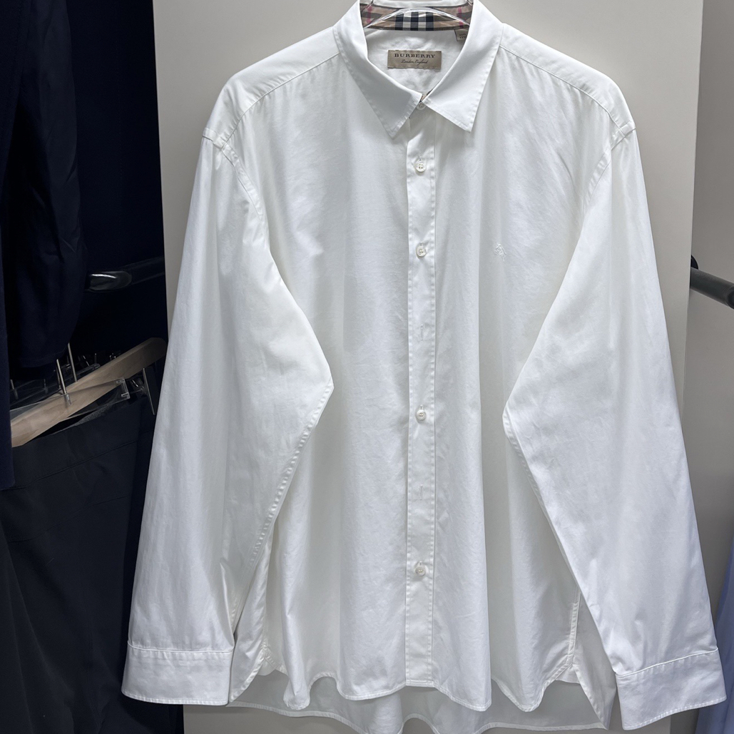 99新 BURBERRY/博柏利 翻领衬衫 白XXXL码 胸围68 衣长76