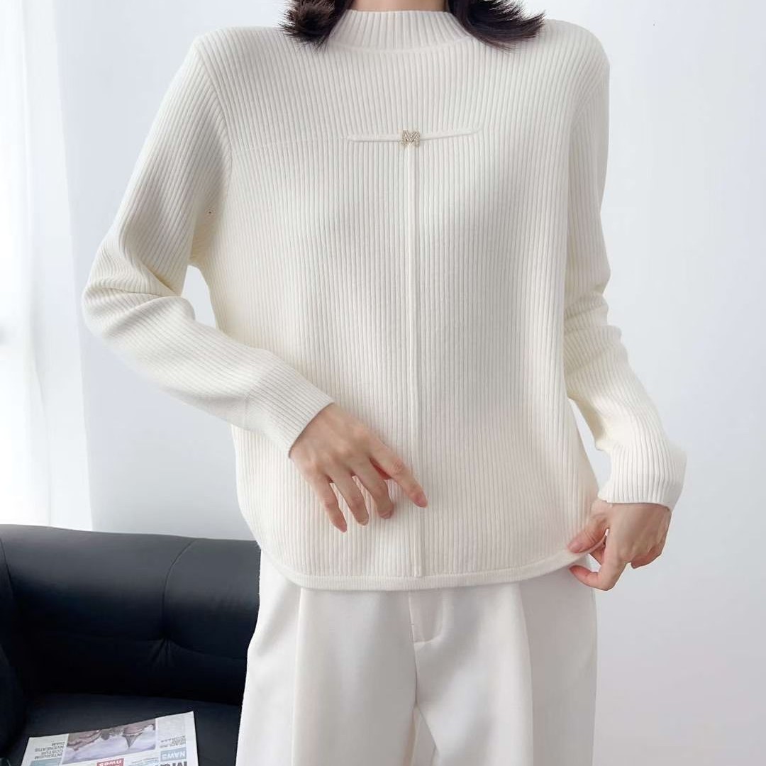 【孤品清仓】秋冬装一体绒毛衣女纯色时尚半高领加绒加厚针织打底衫