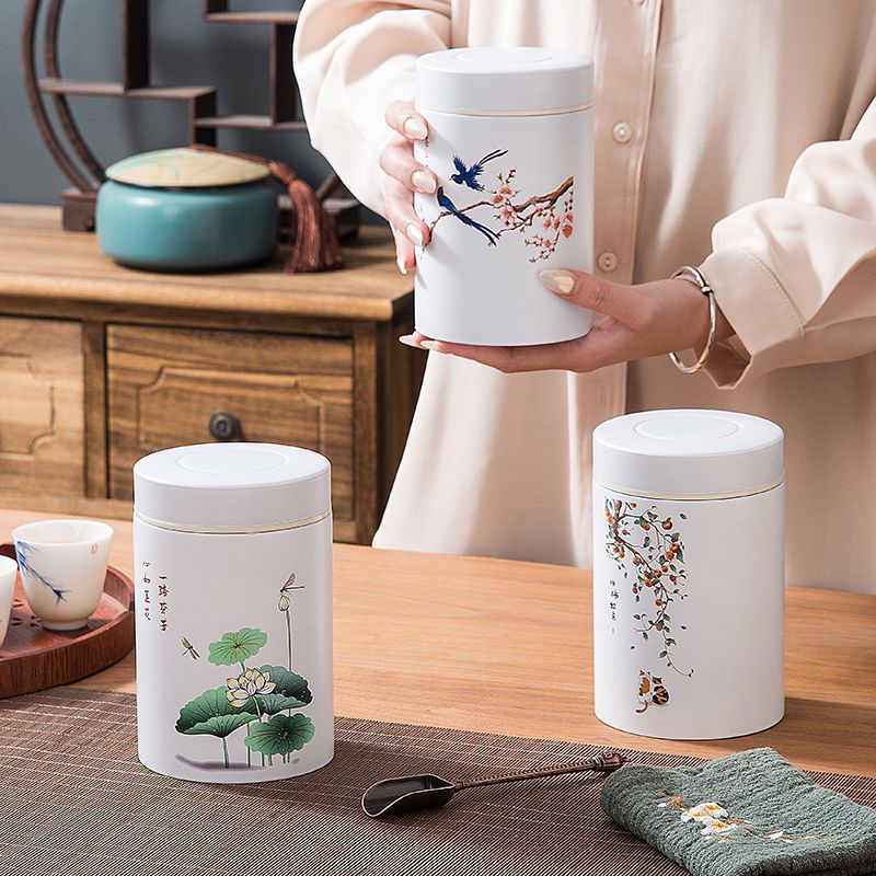 茶叶罐精品高档不锈钢收纳盒储存罐包装茶叶空盒柿子装家用茶叶罐