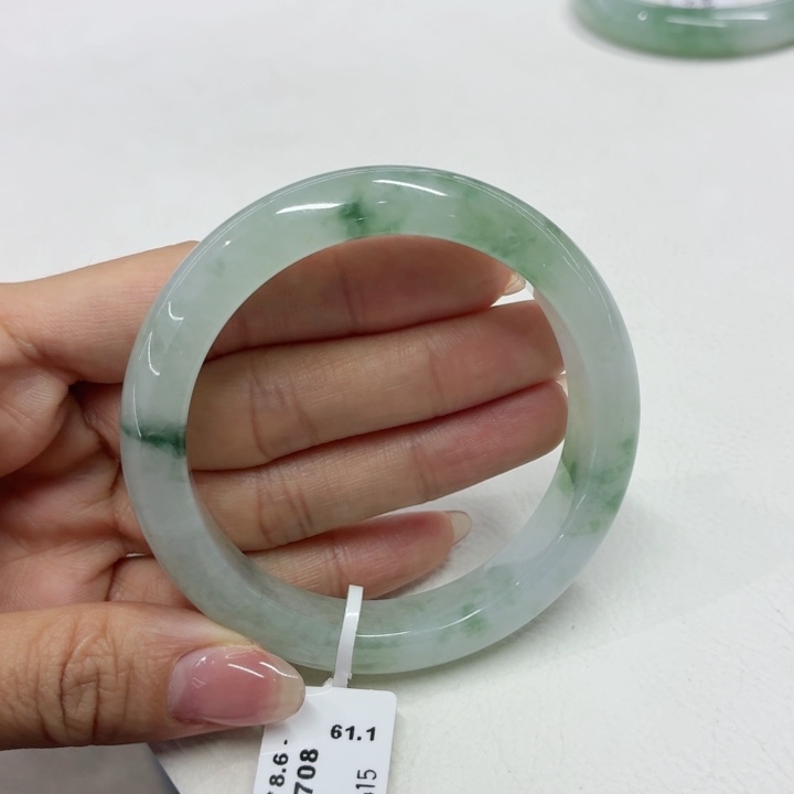 翡翠未镶嵌手镯缅甸翡翠手镯55.8冰飘花