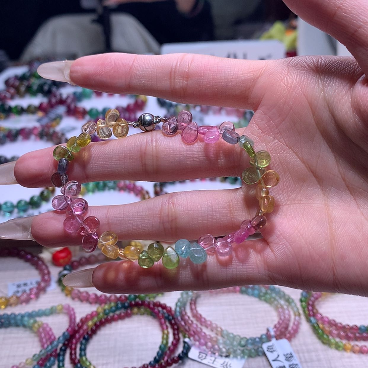 【闪购商品】碧玺手链银S925镶嵌碧玺