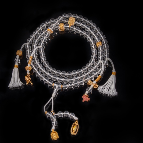 薛佳凝同款天然双A全净体白水晶8MM108颗息业念珠手链手串手持