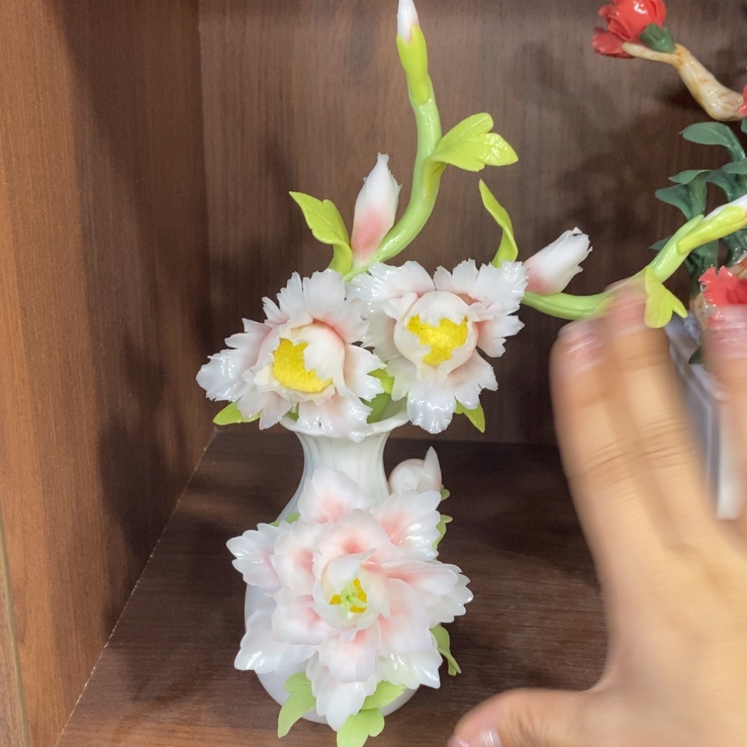 摆件陶瓷手工花摆件