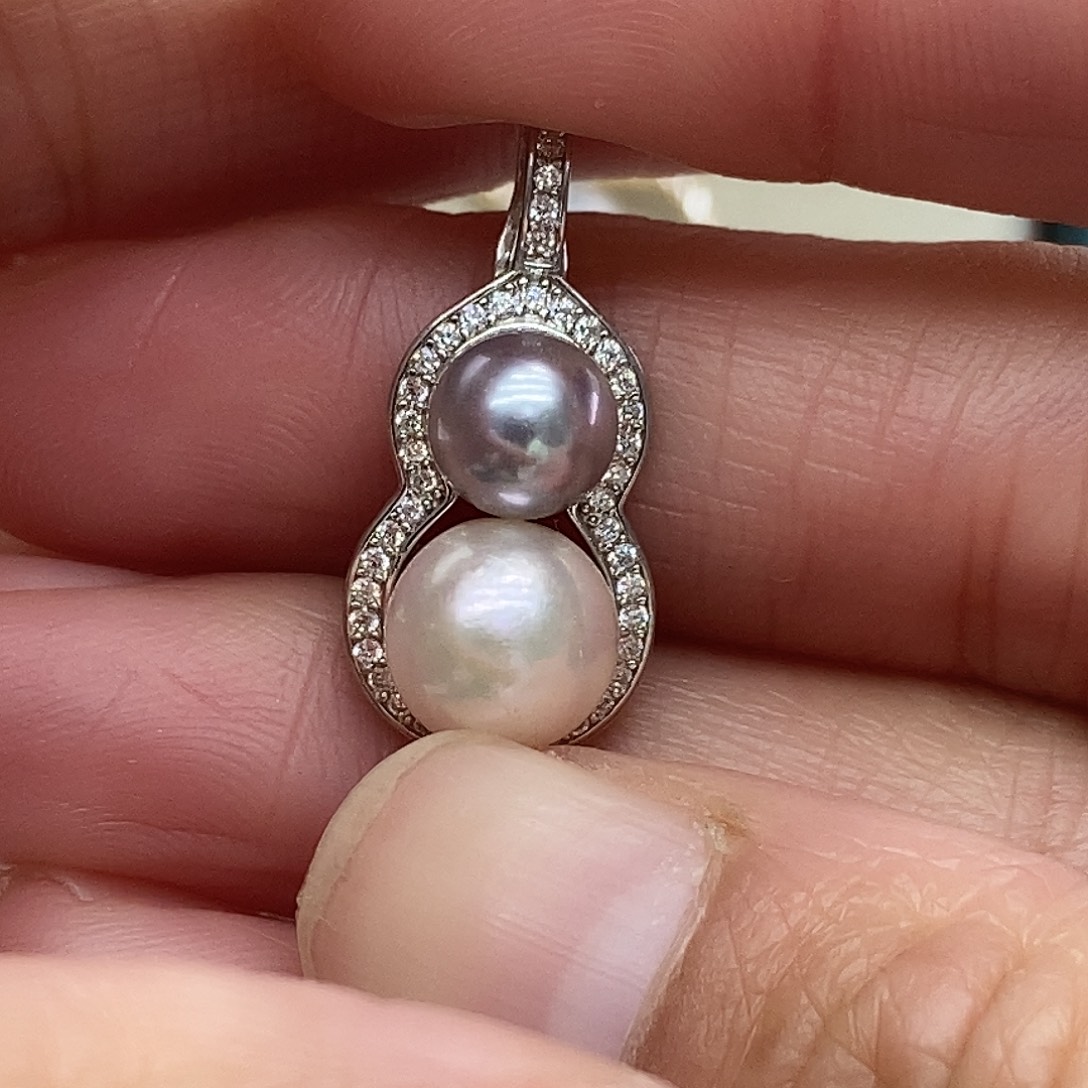 银S925镶嵌海水珍珠吊坠(不含链)