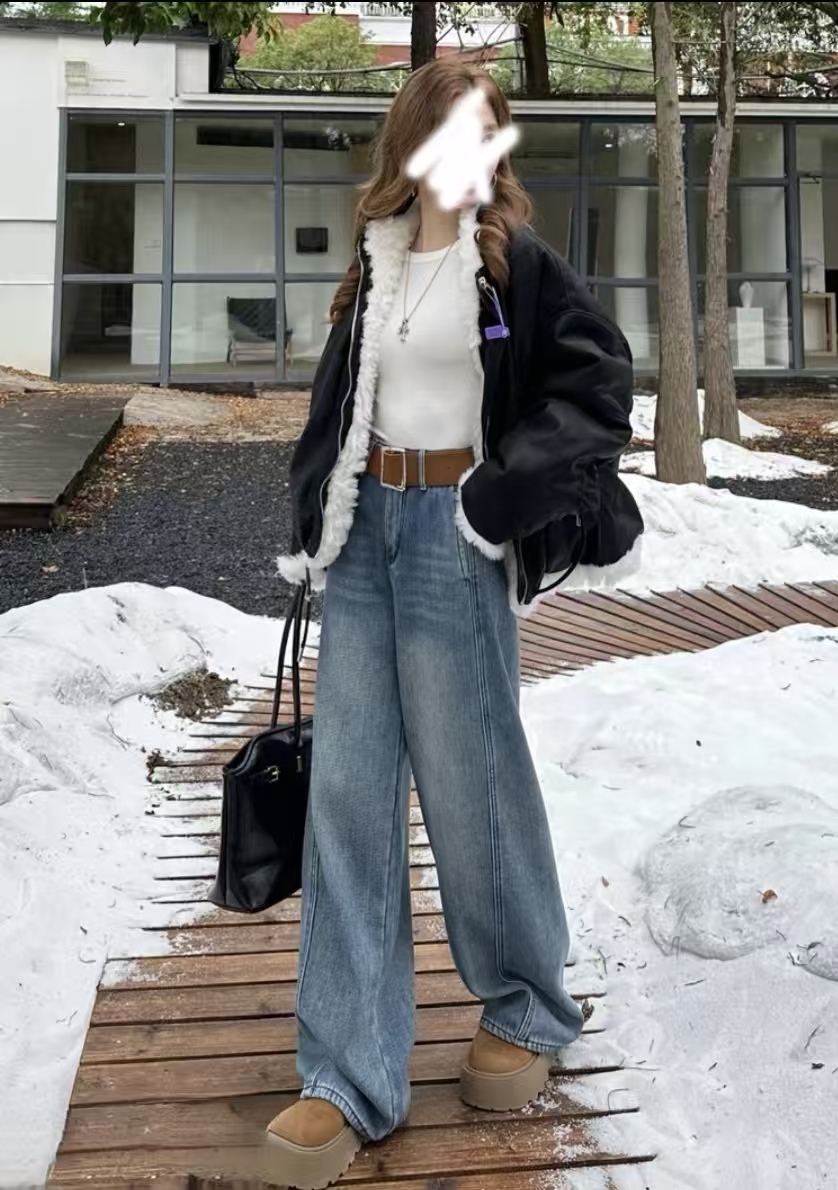 C.2025冬季时尚加绒阔腿牛仔裤（福利款拍一发二）