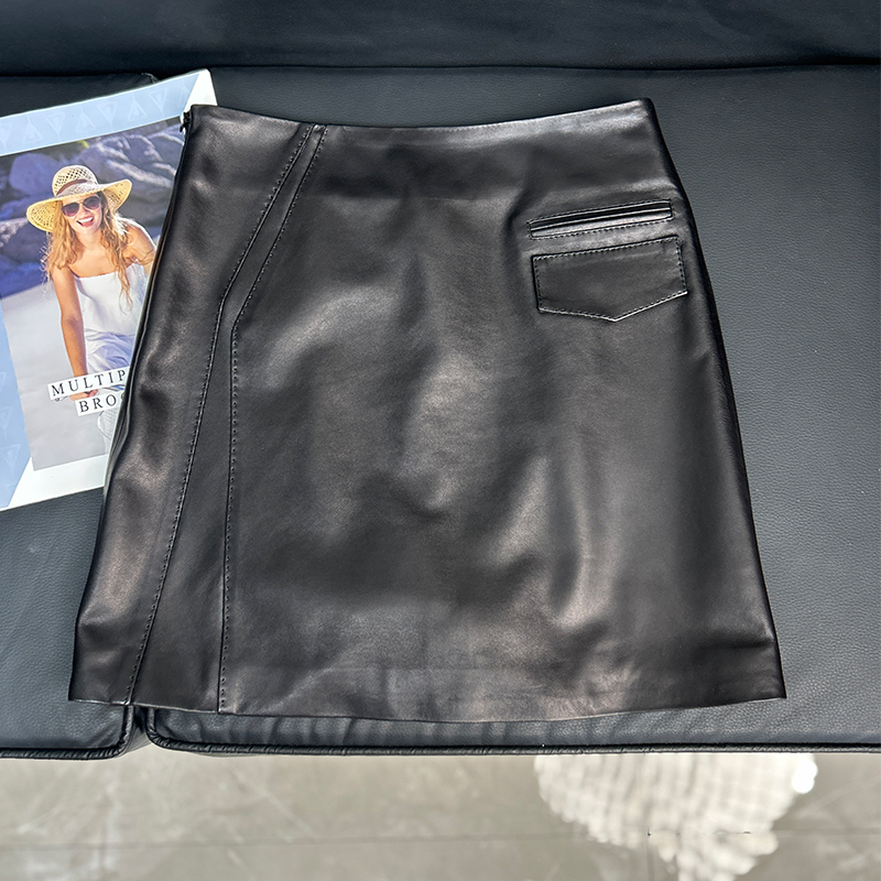 2025秋冬新款真皮皮裙半身裙植鞣绵羊皮百搭显瘦时尚A字短裙