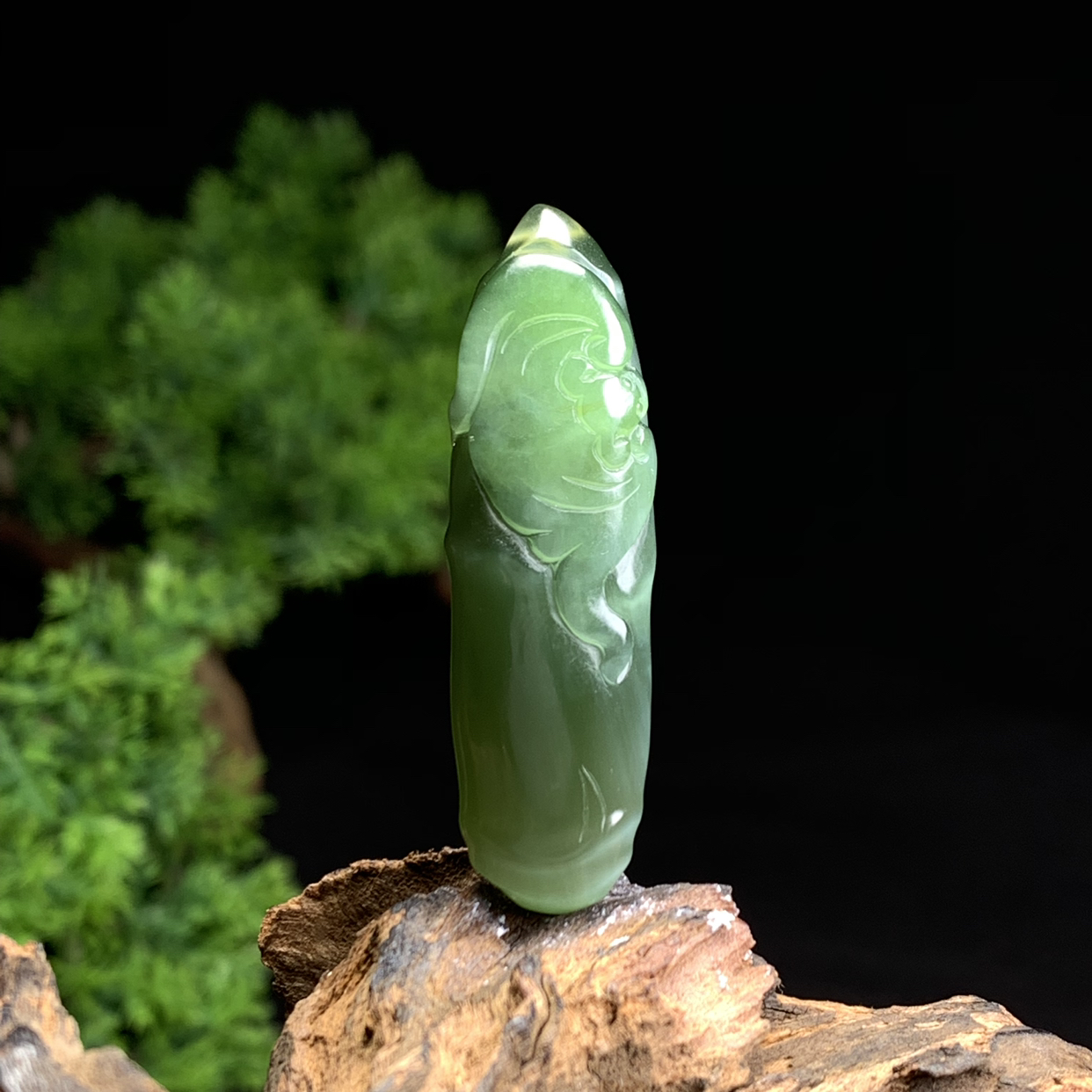 天然和田玉碧玉冰猫眼竹节吊坠尺寸47*15*11重量13克