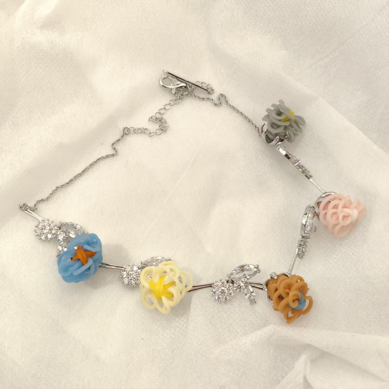 铜合金合成锆石项链 小众设计百搭ins项链50910