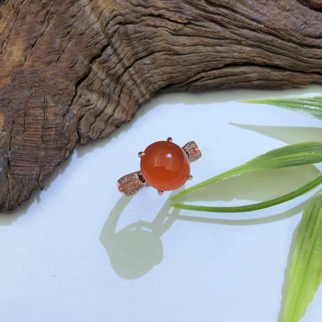 【圣芭黎】天然南红戒指蛋面豪镶戒指多样性发一B4463