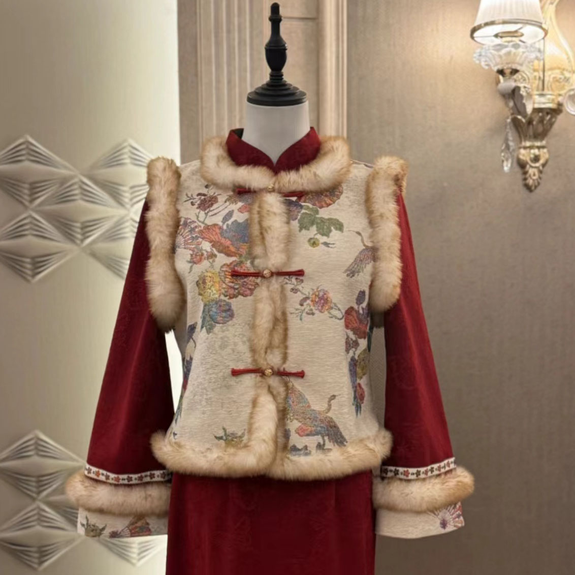 【取仟-马甲】2025年加绒加厚改良小个子中长款气质显瘦旗袍马甲