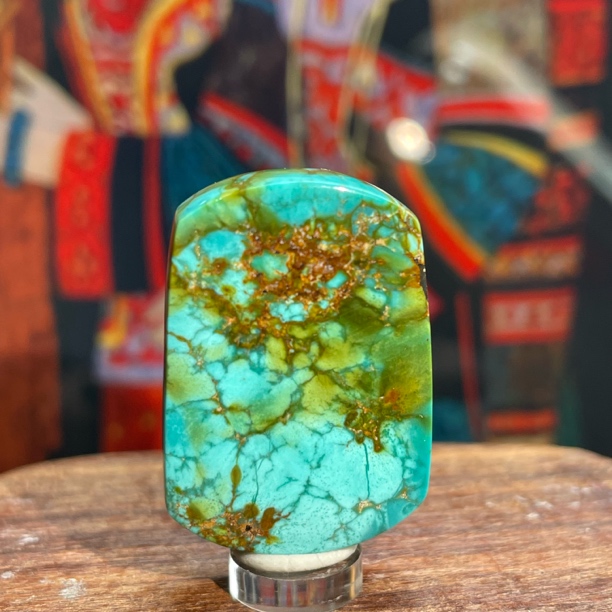 原矿绿松石特色三彩意境款平安无事牌