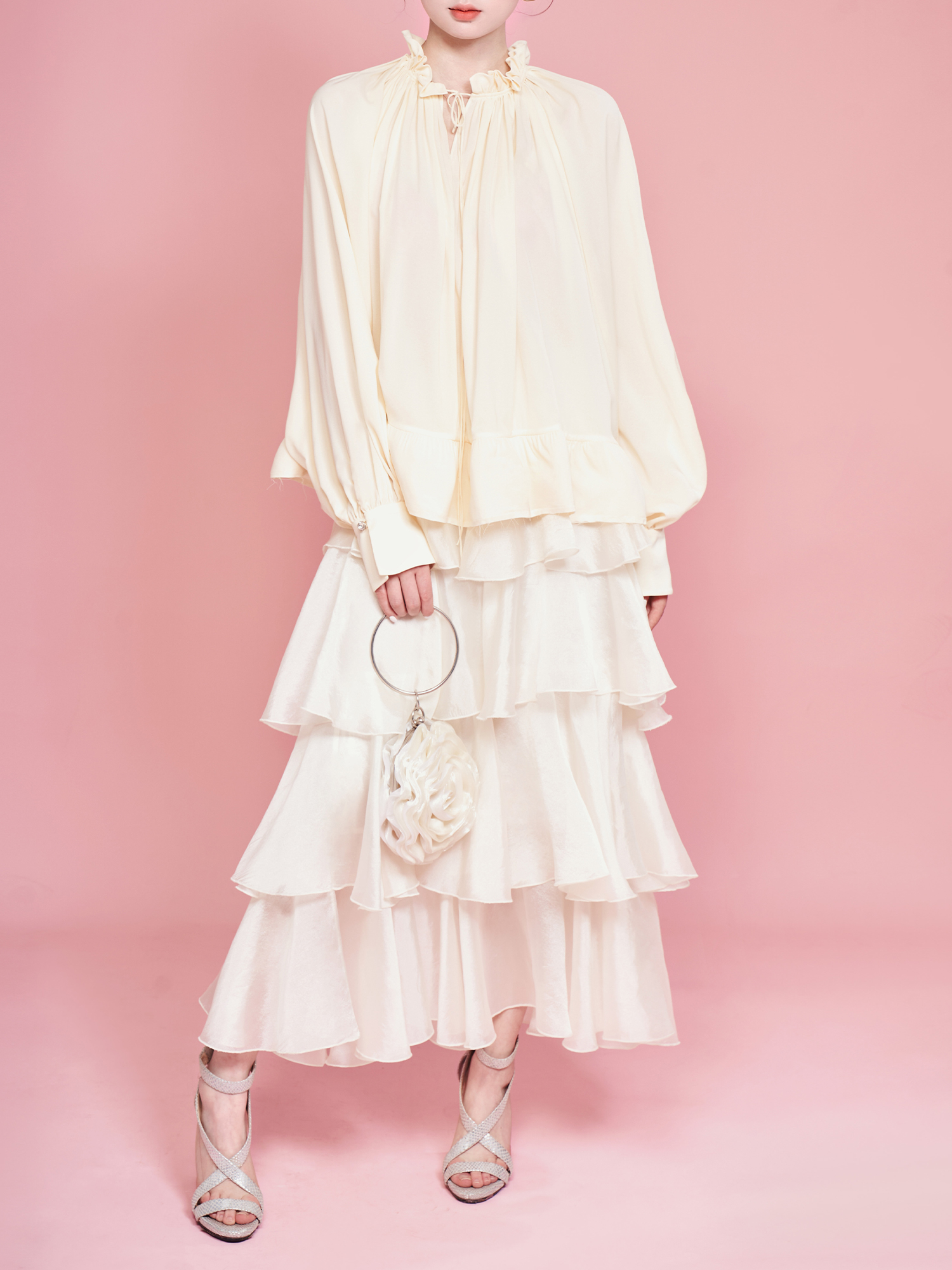 RMC-【云涌】新中式设计感百搭叠层蛋糕长裙温柔气质显瘦Q2407131