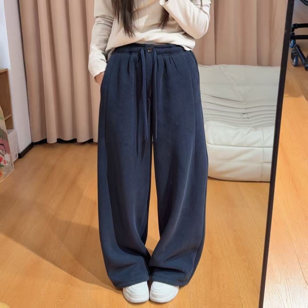 86022余小鱼【加绒北极裤】三色抽绳松紧腰加厚时尚休闲裤女装