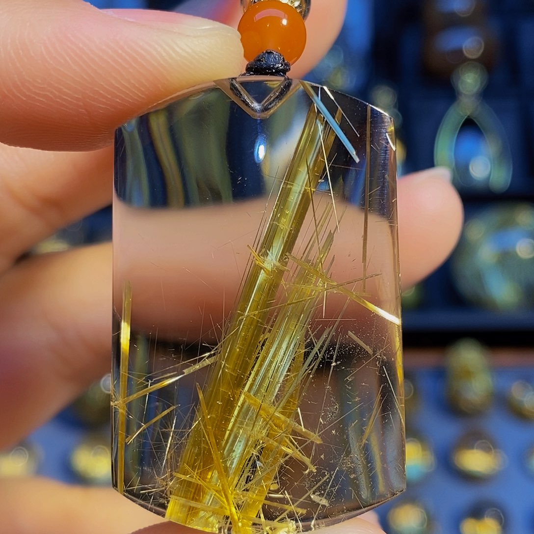 水晶颈饰未镶嵌天然钛晶无事牌吊坠