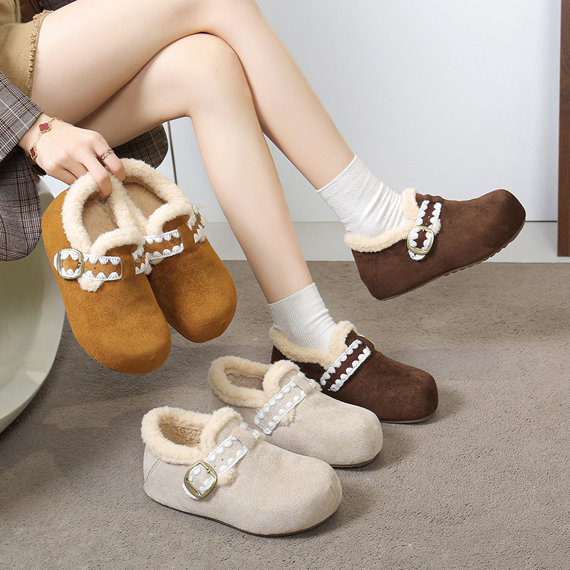 【现货+运费险】5cm加绒勃肯鞋增高厚底日常棉鞋防滑复古ins