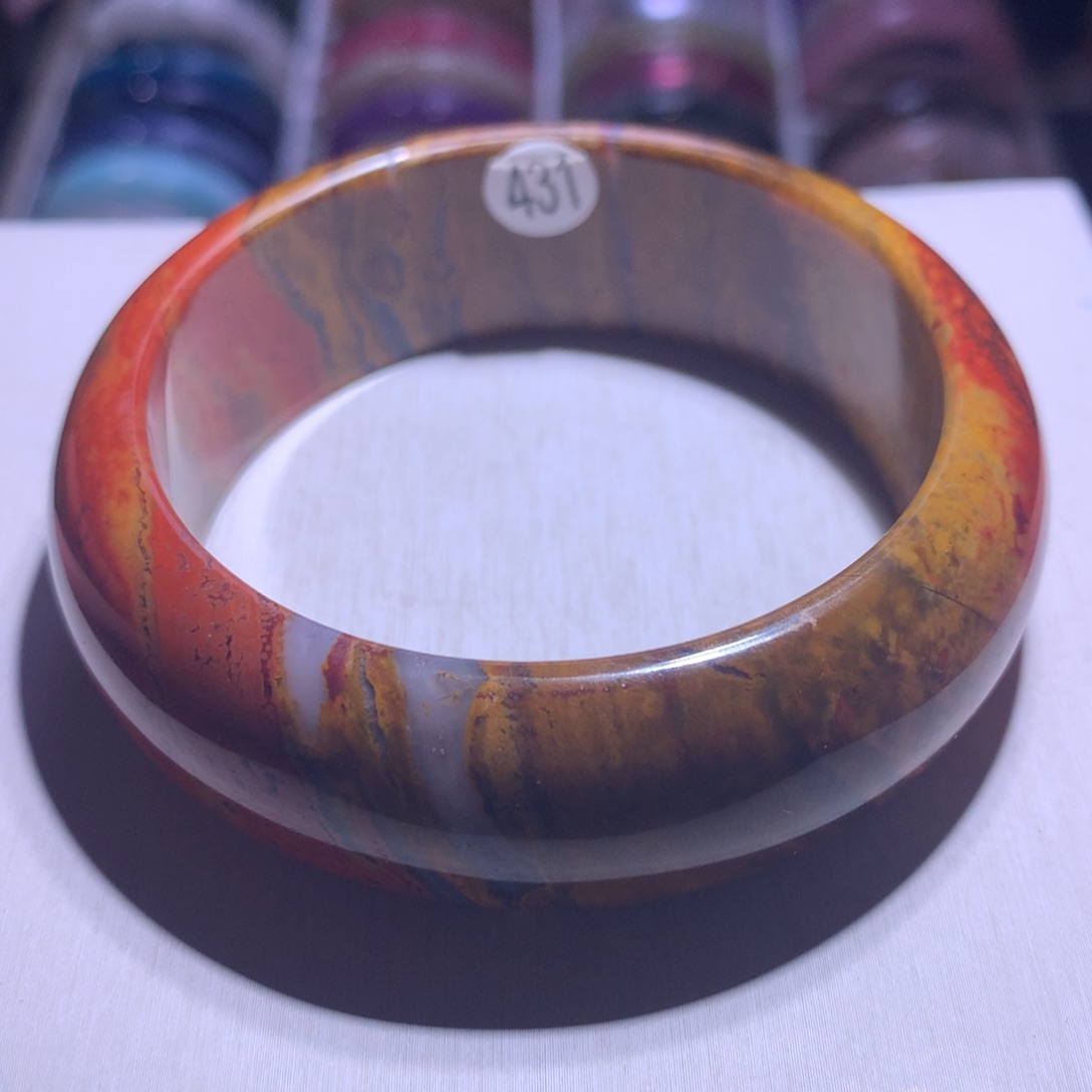 水晶手镯银S925镶嵌战国红59.2圈431