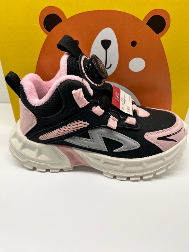 旋转纽扣系统运动鞋男女保暖童鞋中大童时尚轻便冬季童鞋D1005