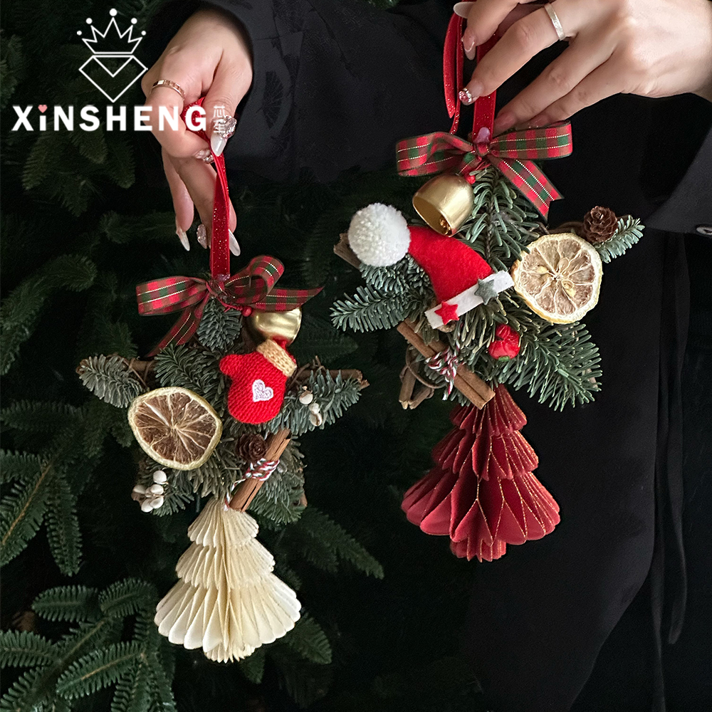 芯苼 圣诞节诺贝松套餐手工diy节日门挂礼物装饰花束搭配包装材料