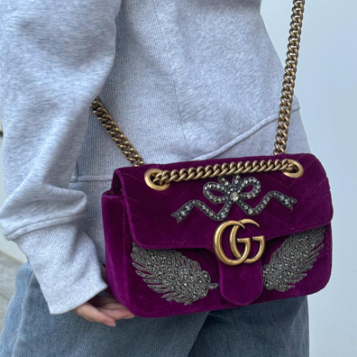 95新 GUCCI/古驰 古驰限定天鹅绒GG马蒙22