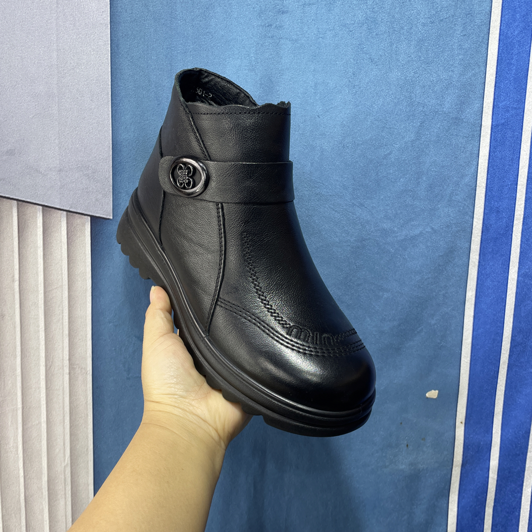 头层牛皮新款妈妈鞋1601-2加绒