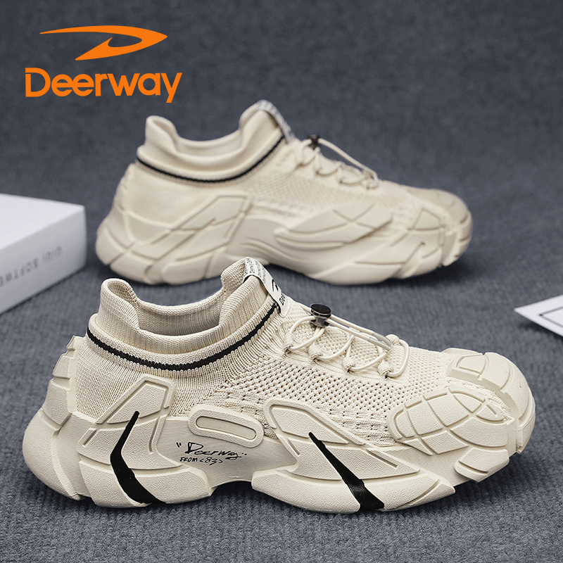 德尔惠休闲男鞋秋季透气新款百搭一脚蹬懒人鞋防滑运动飞织网鞋