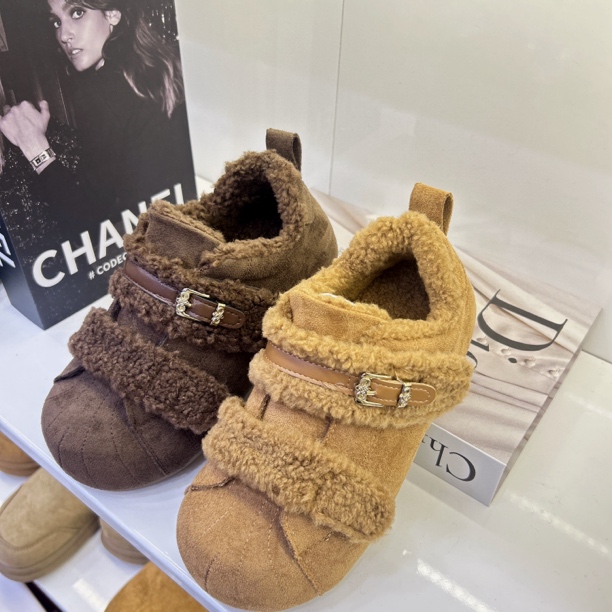 轻职风保暖加绒高帮百搭防滑毛毛鞋魔术贴时尚休闲鞋