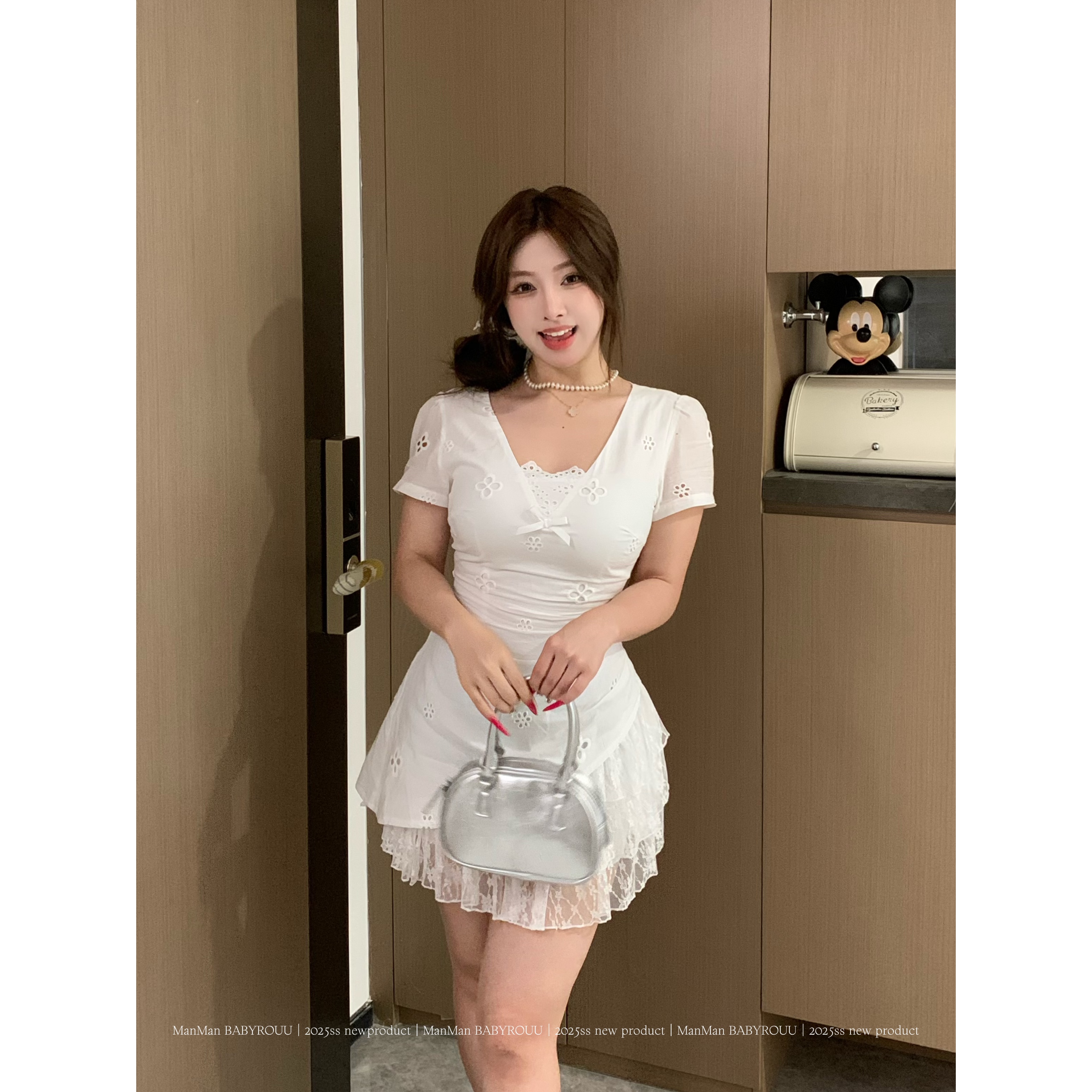 温与柔蔓蔓【现货】【花曳蕾丝】春夏新款法式设计感拼接蕾丝连衣裙