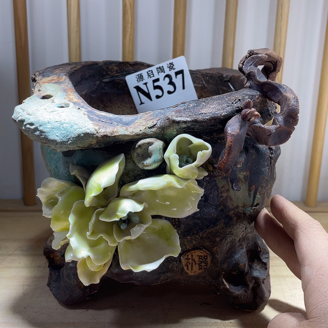 紫砂花盆景德镇陶瓷花盆537