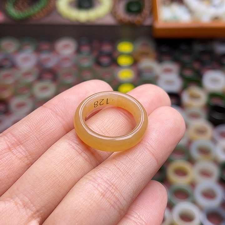 和田玉戒指未镶嵌15码橘糖 无鉴赏